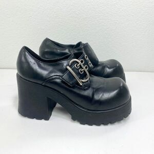 Vintage Y2K l.e.i Black Chunky Platform Shoes Sz 7 Buckles Round Toe Bratz Doll